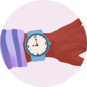 Hand with a watch showing it's nine o'clock