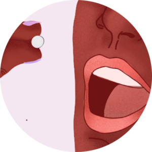 Illustration of woman holding the pill close to her open mouth