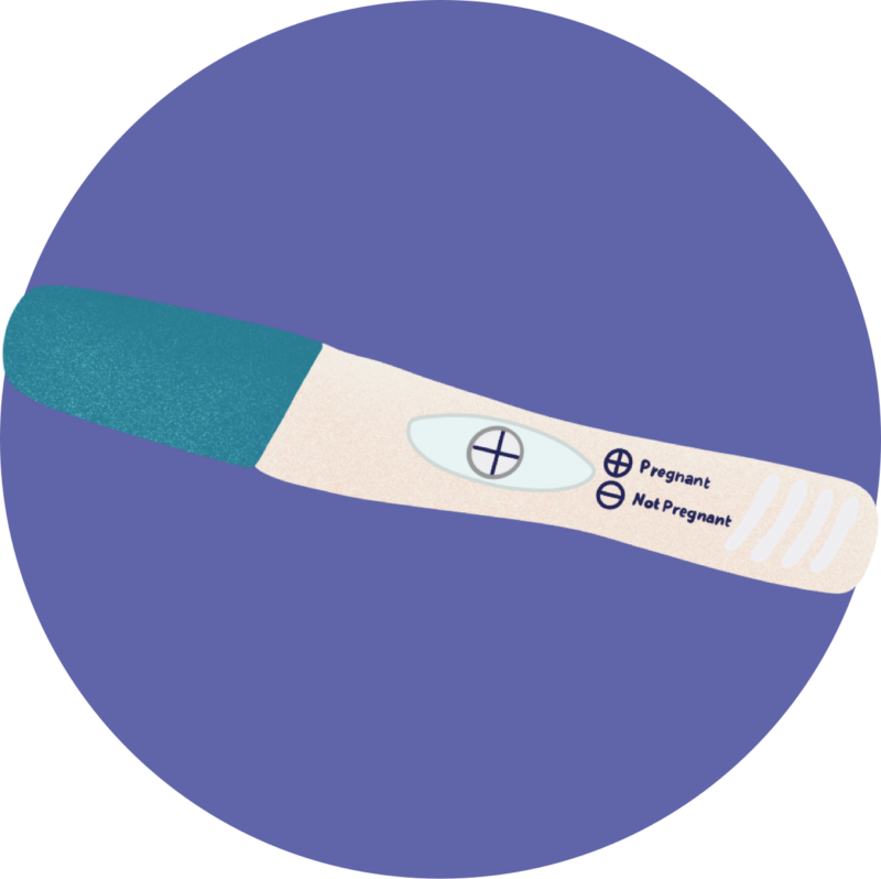 Illustration of a Pregnancy test in a blue circle