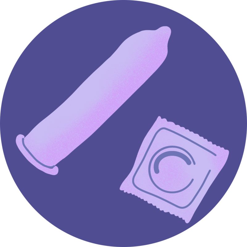 condom illustration ina blue circle