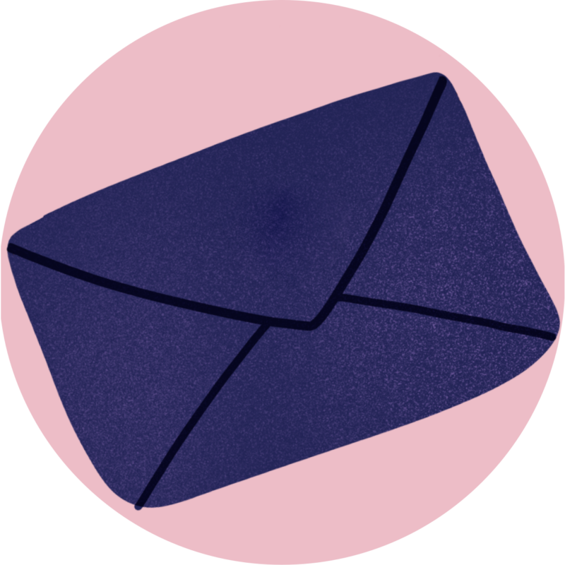 mail illustration in a pink circle