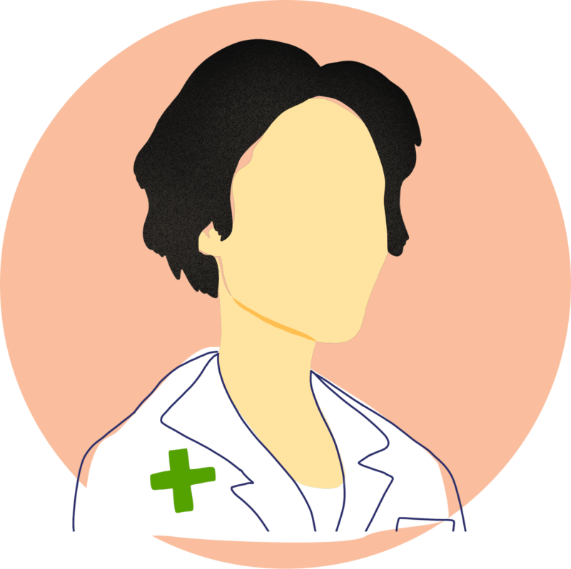 pharmacist illustration in an orange circle