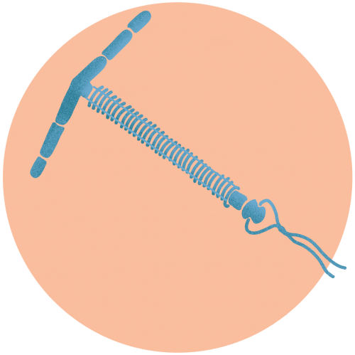 IUD Illustration in an orange circle