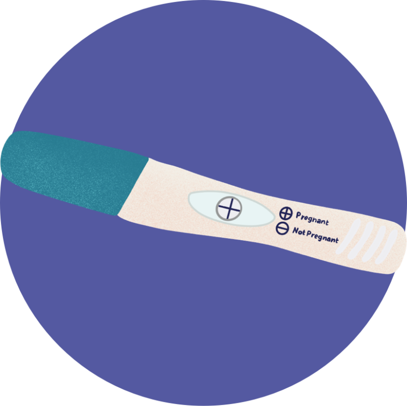 Illustration of a Pregnancy test in a blue circle